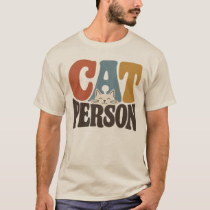 Camiseta Pessoa de Gato Retro Tipografia Amante de Gatos