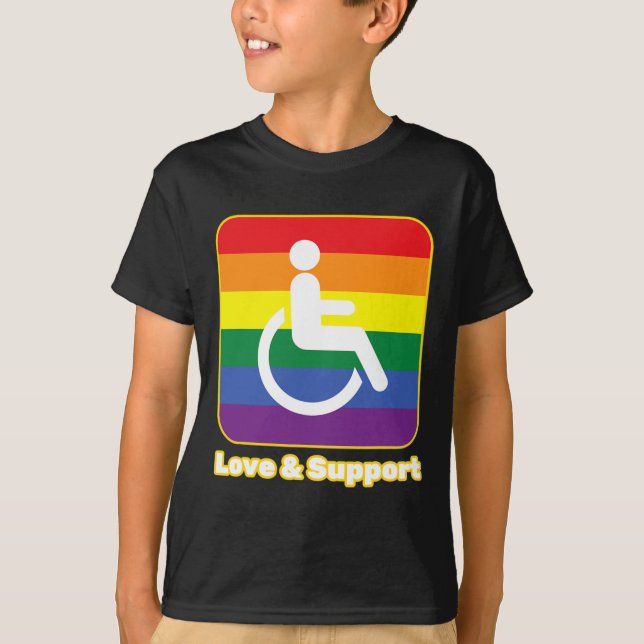 Camiseta Pessoa do arco-íris de amor e apoio com deficiênci (Frente)