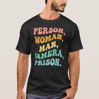 Camiseta Pessoa Mulher Homem Câmera Prisão Groovy Retro