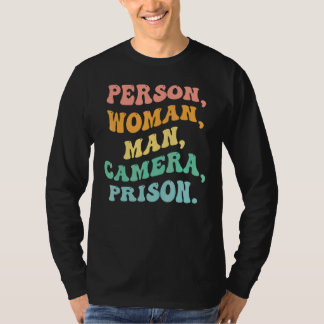 Camiseta Pessoa Mulher Homem Câmera Prisão Groovy Retro