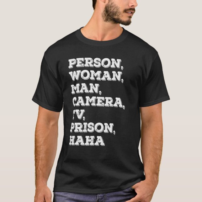 Camiseta pessoa mulher homem câmera tv prisão hahaha 2 (Frente)