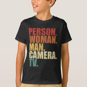 Camiseta Pessoa Mulher Homem Câmera Tv Trump Palavras