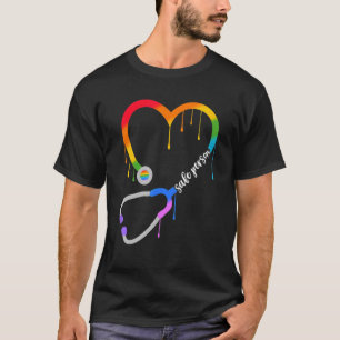 Camiseta Pessoa Segura Coração Estetoscópio Enfermeira Cna