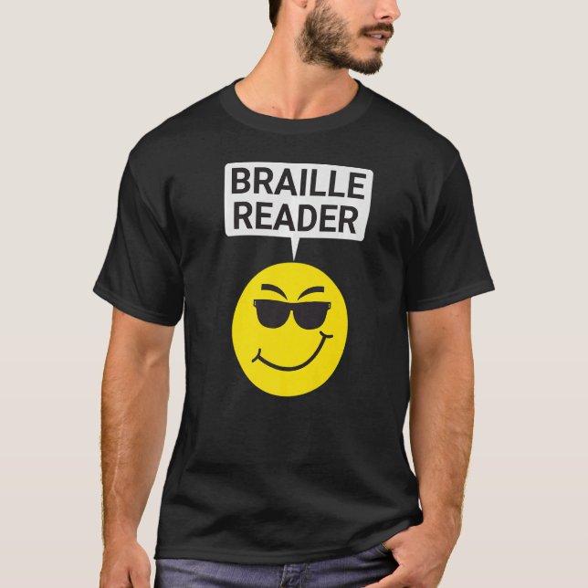 Camiseta Pessoas cegas Humor Braille Reader Cego Cara Humor (Frente)