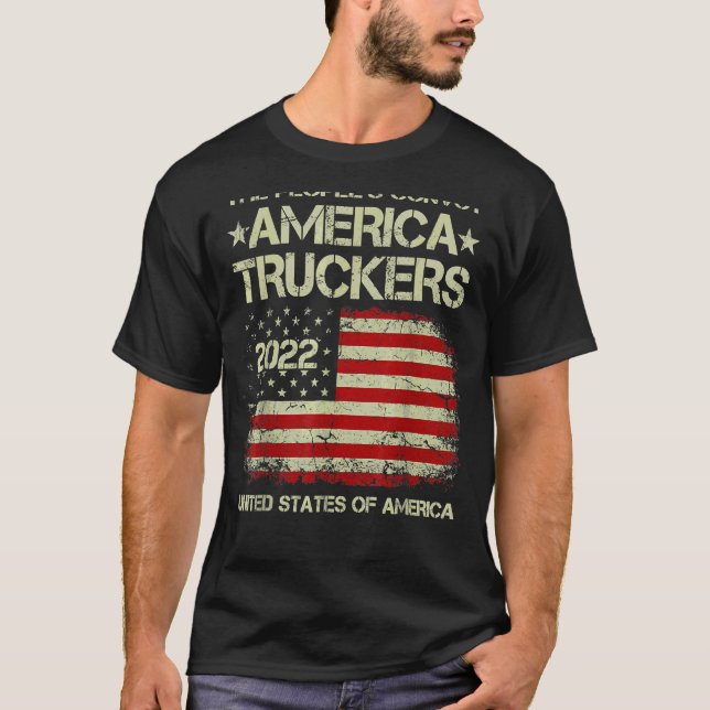 Camiseta Pessoas Convoys 2022 America Truckers Freights Con (Frente)