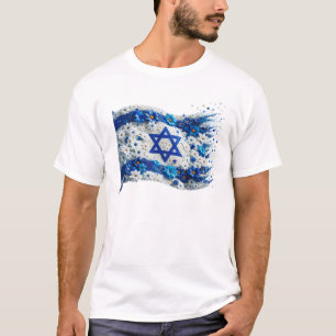 Camiseta Pessoas da bandeira de Israel florescendo em flore