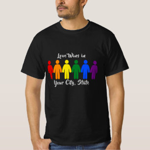 Camiseta Pessoas da Bandeira do Orgulho LGBTQ+ Amor Vence