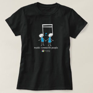 Camiseta Pessoas de Conexões de Música Azul e Branca