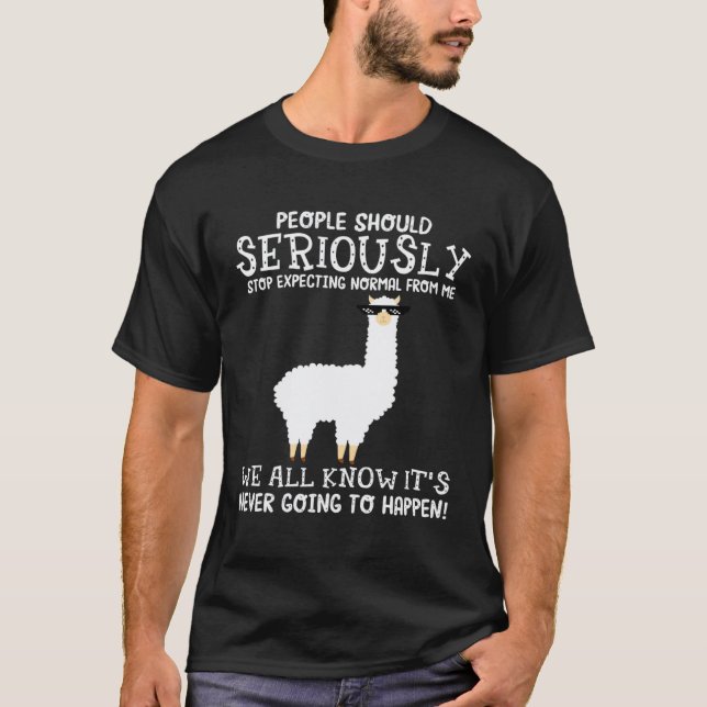 Camiseta Pessoas de Llama Deveriam Parar de Esperar Norma S (Frente)