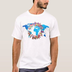Camiseta Pessoas do círculo da bandeira do continente
