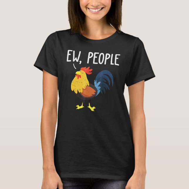 Camiseta Pessoas Eca - Ideia de Design de Frango Antissocia (Frente)
