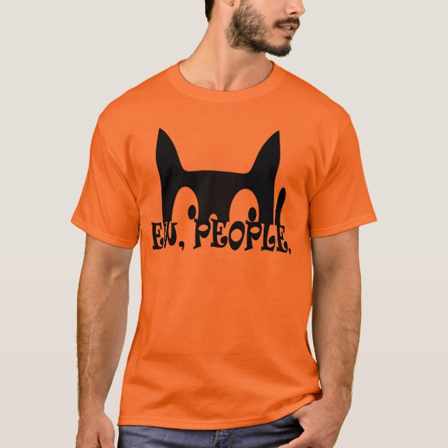 Camiseta Pessoas Engraçado Gato Negro (Frente)