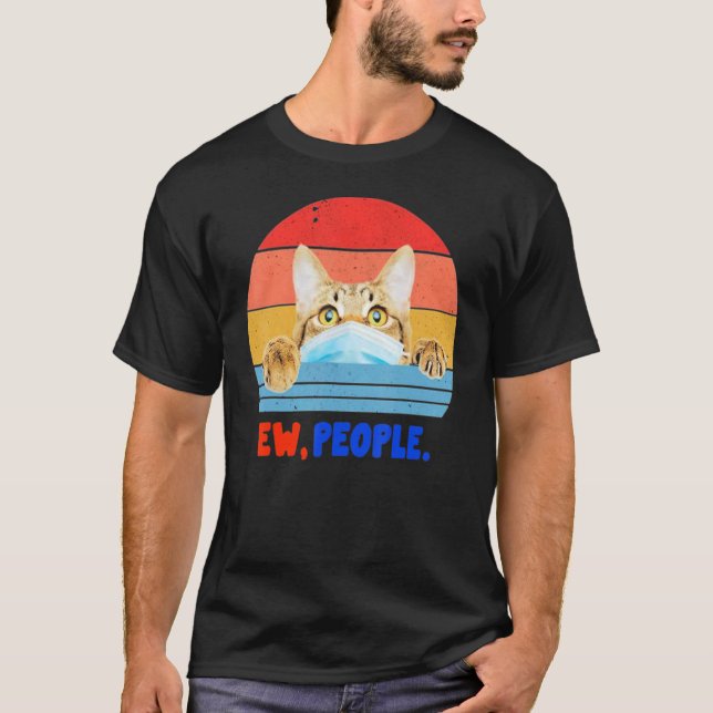 Camiseta Pessoas Ew com máscara de rosto de gato (Frente)
