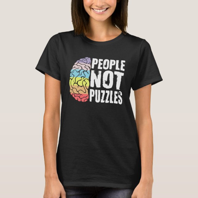 Camiseta Pessoas Não Quebra-Cabeças Conscientização sobre A (Frente)