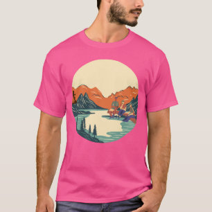 Camiseta Pessoas Sentadas Pelo Rio Na Atividade Montanhas