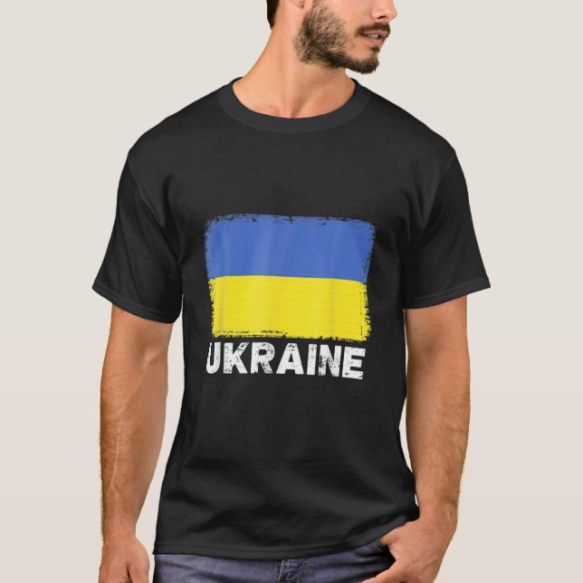 Camiseta Pessoas Ucraniano Vintage, Ucrânia, Bandeira (Frente)