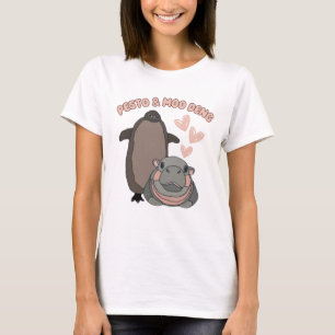 Camiseta Pesto E Moo Deng Pinguim E Hipopótamo Engraçado