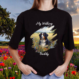 Camiseta Pet Bernese Walking Buddy Black Personalize