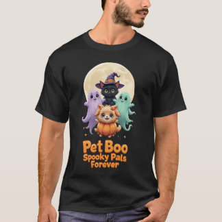 Camiseta Pet Boo Crew - Fantasmas bonitos com Gato e Cão