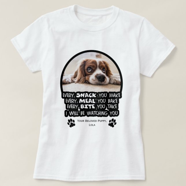 Camiseta Pet Branco e Preto Engraçado Ver Foto (Frente do Design)