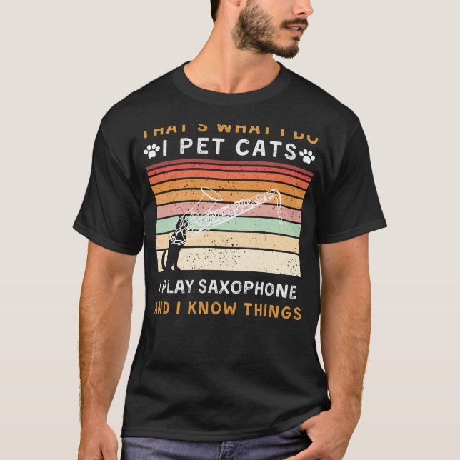Camiseta Pet Cats, Toco Saxofone, E Sei Coisas Fu (Frente)