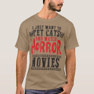 Camiseta Pet cats watch horror movies family movie night ho