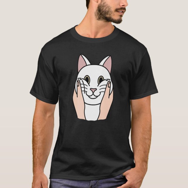 Camiseta Pet De Gato Branco Cheiks Chubby (Frente)