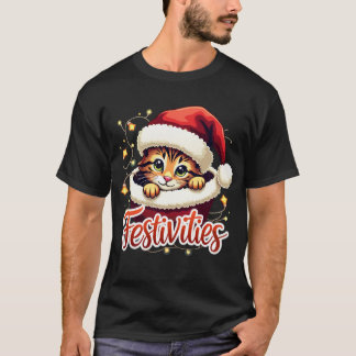 Camiseta Pet de Natal bonito - Reindeer e Santa Hat