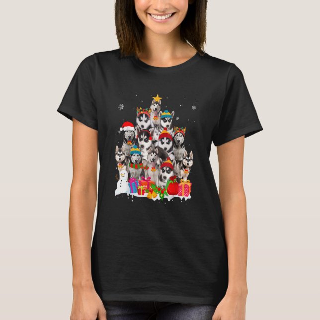 Camiseta Pet de Natal de Santa Hata Siberiano (Frente)