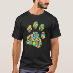 Camiseta Pet Dog Cat Owner Paw Print Easter Eggs Anima