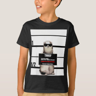Camiseta Pet Ferret Tee Engraçado Ferret, Ladrão, Mugshot,