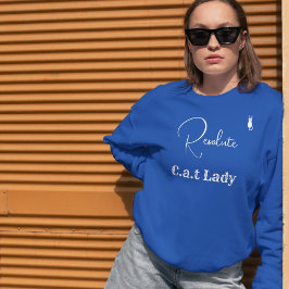 Camiseta Pet Lover Blue And White Script Customized Cat Mom