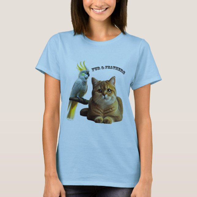 Camiseta Pet Lover British Shorthair Cat & Cockatoo Bird (Frente)