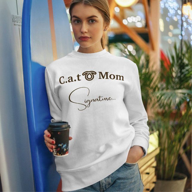 Camiseta Pet Lover Brown Funny Script Cat Mom Custom White (Criador carregado)