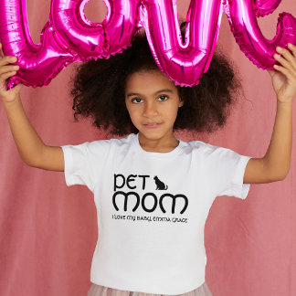 Camiseta Pet Lover Cat Mom Black White Mother's Day Script