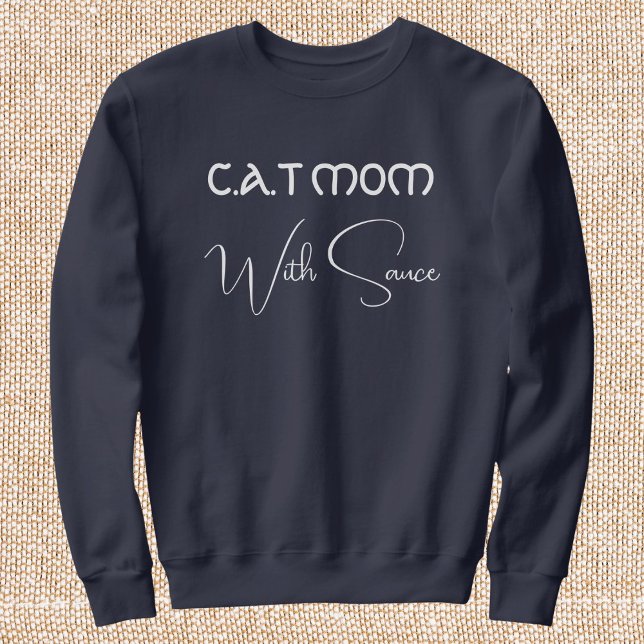 Camiseta Pet Lover Personalized Script Cat Mom Navy Blue (Criador carregado)