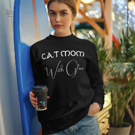 Camiseta Pet Lover White Script Cat Mom Personalized Black