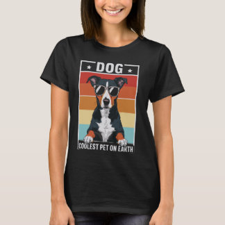 Camiseta Pet Mais Fresco De Cão Na Terra Óculos De Sol Retr