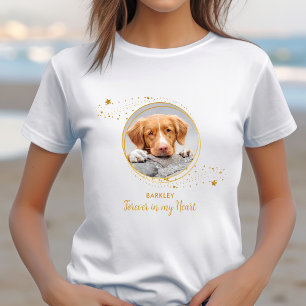 Camiseta Pet Memorial Elegante Chic Stars Dourada Foto de C