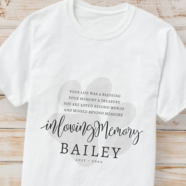 Camiseta Pet Memorial Moderno Elegante Simples Paw Chic (Criador carregado)