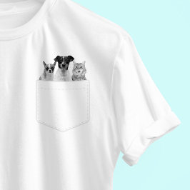 Camiseta Pet no Bolso | Foto de 3 Animais Personalizada 