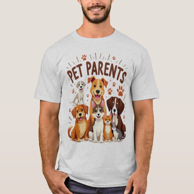 Camiseta Pet Parents: Ilustração Adorável de Feliz Furto (Frente)