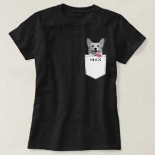 Camiseta Pet Photo e Name Pocket personalizados divertidos