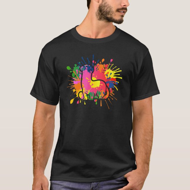 Camiseta Pet Polec De Pintura De Mão De Trabalho de arte Fe (Frente)