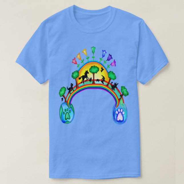 Camiseta Pet Rainbow Bridge Journey (Frente do Design)