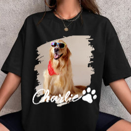 Camiseta Pet Typograpy Simple Modern Custom Dog Photo Name
