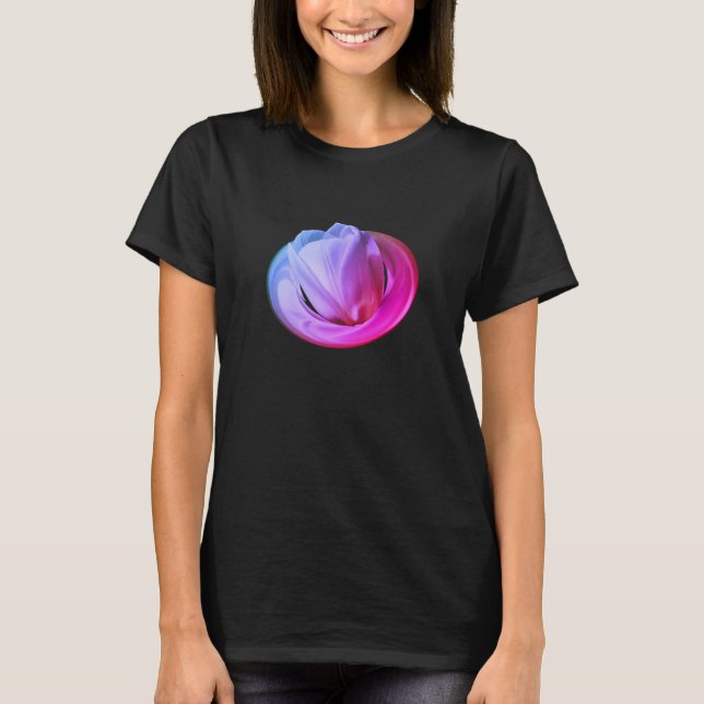 Camiseta Petais de tulipas brancas Abstrato floreal inclina (Frente)