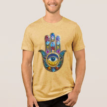 Pétalas Coloridas Folhas Hamsa Safira Terceiro Olh