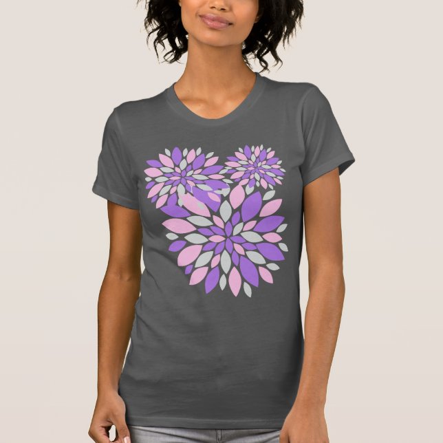 Camiseta Pétalas Mágicas Flores Roxas (Frente)