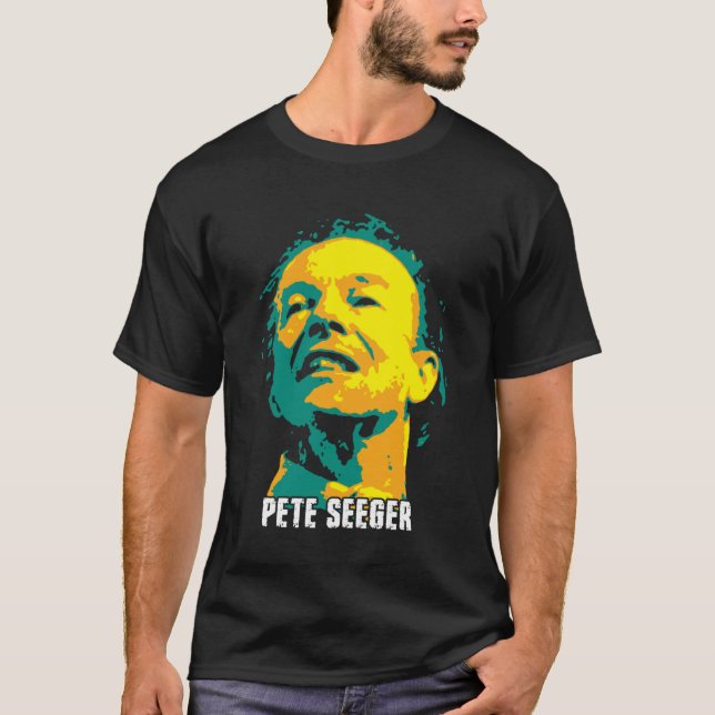 Camiseta Pete Seeger, um cantor popular americano e um ator (Frente)
